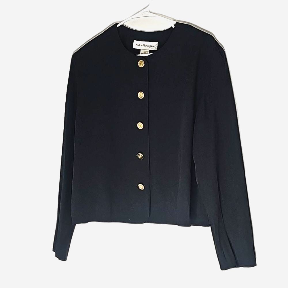 Jacket by Norton McNaughton Button Front Gold Buttons Black Size 12